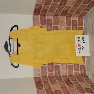 Torrid Yellow Open Stitch Cold Shoulder Dolman Sleeve Sweater - Size 00